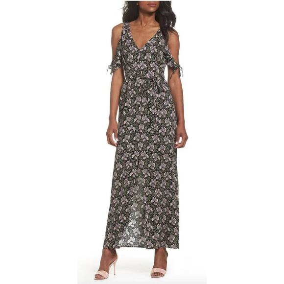 PAIGE Women’s Small Storm Cloud Floral Cold Shoulder Maxi Dress - Picture 1 of 10